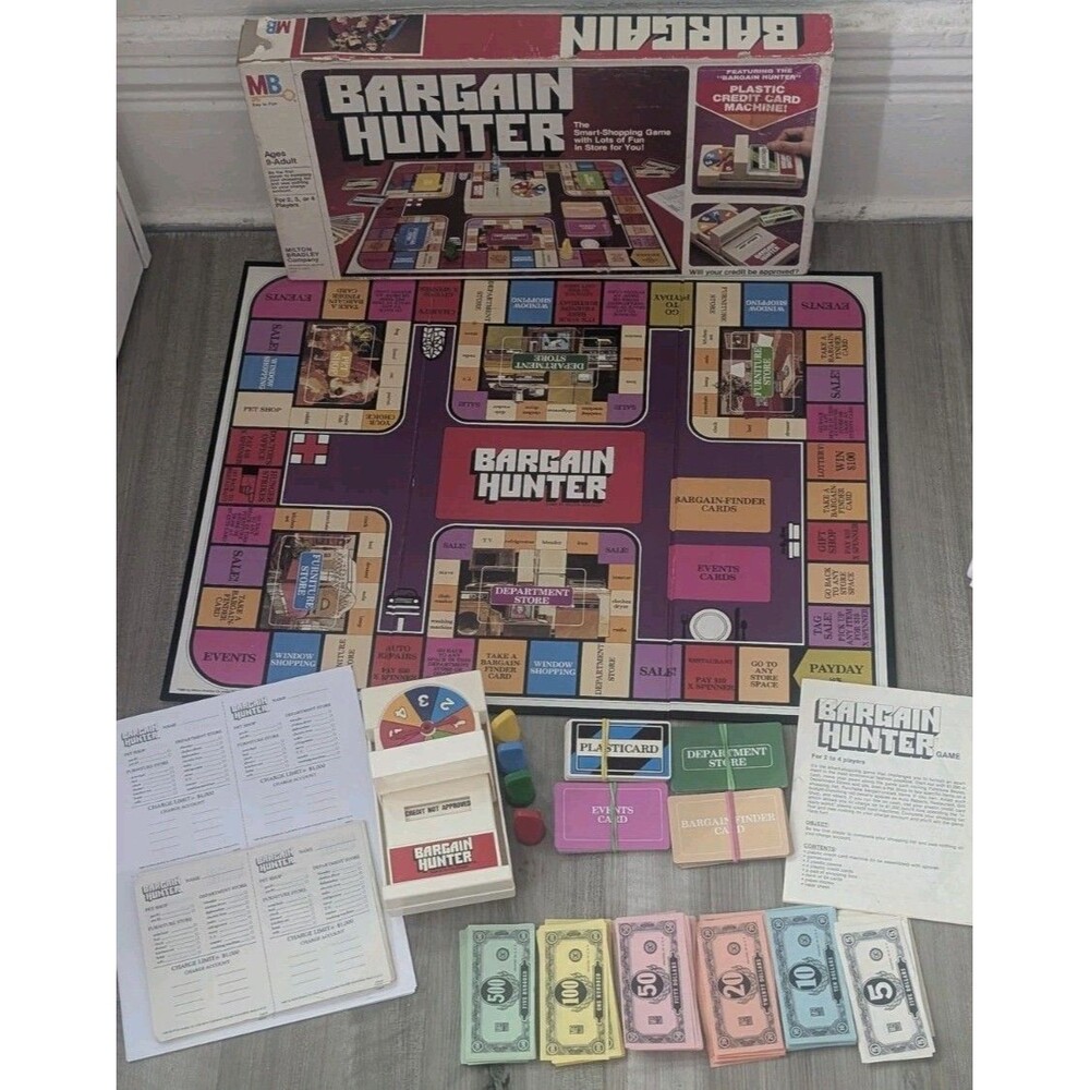 Vintage 1981 Bargain Hunter Board Game Milton Bradley 100% Complete
